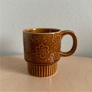 Vintage Floral Brown Ceramic Mug
